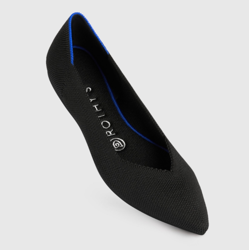 💜Rothys The Point Black Solid Women's Flat Shoes